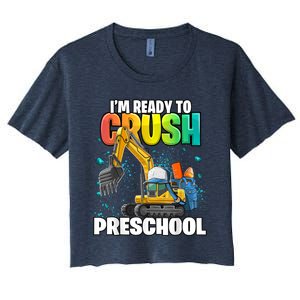 Preschool Excavator Construction Back To School Boy Women's Crop Top Tee