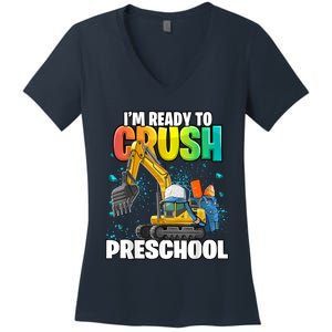 Preschool Excavator Construction Back To School Boy Women's V-Neck T-Shirt