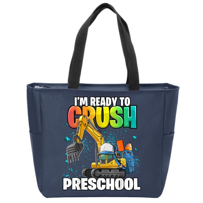 Preschool Excavator Construction Back To School Boy Zip Tote Bag