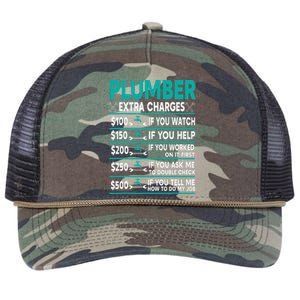 Plumber Extra Charges Hourly Rate Retro Rope Trucker Hat Cap