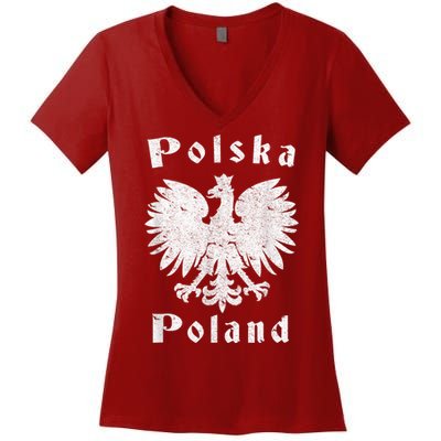 Polish Eagle Coat Of Arms Of Poland Polska Women's V-Neck T-Shirt