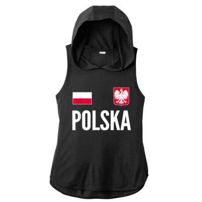 Poland Soccer Jersey Polish Polska  Ladies PosiCharge Tri-Blend Wicking Draft Hoodie Tank