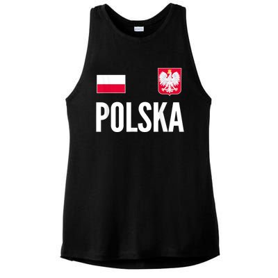 Poland Soccer Jersey Polish Polska  Ladies PosiCharge Tri-Blend Wicking Tank