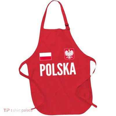 Poland Soccer Jersey Polish Polska  Full-Length Apron With Pockets