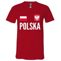 Poland Soccer Jersey Polish Polska  V-Neck T-Shirt