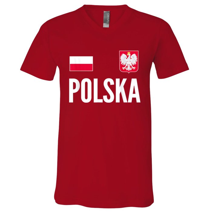 Poland Soccer Jersey Polish Polska  V-Neck T-Shirt