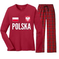 Poland Soccer Jersey Polish Polska  Women's Long Sleeve Flannel Pajama Set 