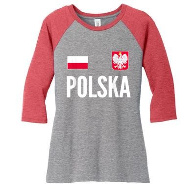 Poland Soccer Jersey Polish Polska  Women's Tri-Blend 3/4-Sleeve Raglan Shirt