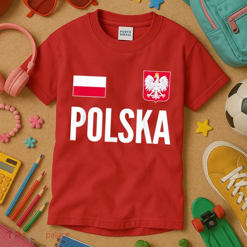 Poland Soccer Jersey Polish Polska  Kids T-Shirt