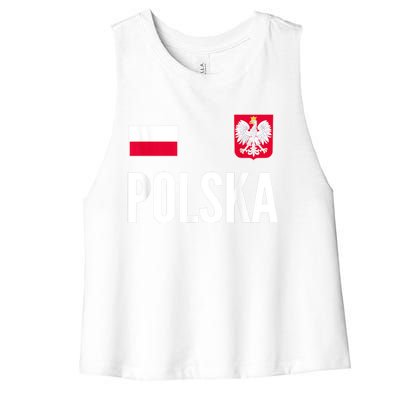 Poland Soccer Jersey Polish Polska  Women's Racerback Cropped Tank