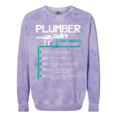 Plumber Extra Charges Funny Plumbing Handyman Pipe Fitter Colorblast Crewneck Sweatshirt