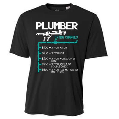 Plumber Extra Charges Funny Plumbing Handyman Pipe Fitter Cooling Performance Crew T-Shirt