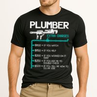 Plumber Extra Charges Funny Plumbing Handyman Pipe Fitter Cooling Performance Crew T-Shirt