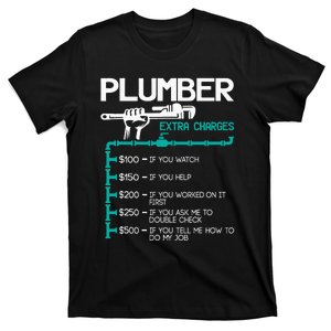 Plumber Extra Charges Funny Plumbing Handyman Pipe Fitter T-Shirt