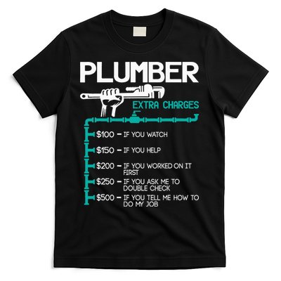 Plumber Extra Charges Funny Plumbing Handyman Pipe Fitter T-Shirt