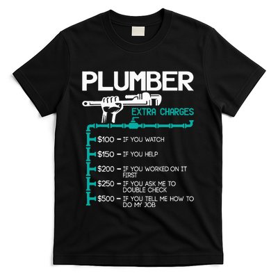 Plumber Extra Charges Funny Plumbing Handyman Pipe Fitter T-Shirt