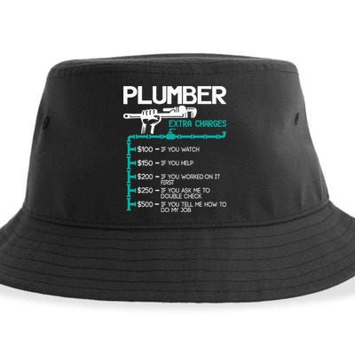 Plumber Extra Charges Funny Plumbing Handyman Pipe Fitter Sustainable Bucket Hat