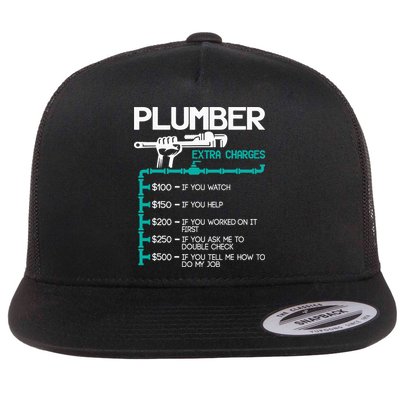 Plumber Extra Charges Funny Plumbing Handyman Pipe Fitter Flatbill Hat