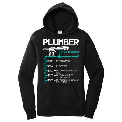 Plumber Extra Charges Funny Plumbing Handyman Pipe Fitter Women's Pullover Hoodie