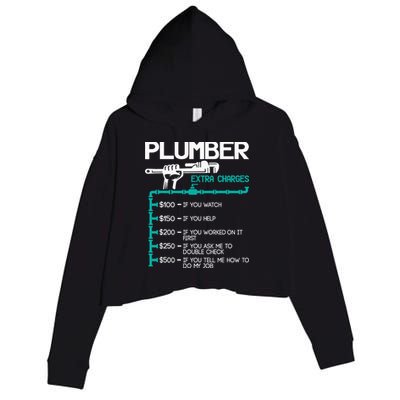 Plumber Extra Charges Funny Plumbing Handyman Pipe Fitter Crop Fleece Hoodie