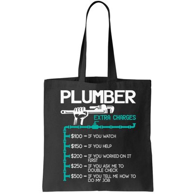 Plumber Extra Charges Funny Plumbing Handyman Pipe Fitter Bag