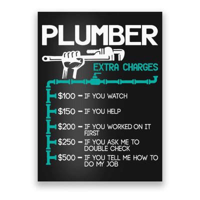 Plumber Extra Charges Funny Plumbing Handyman Pipe Fitter Poster