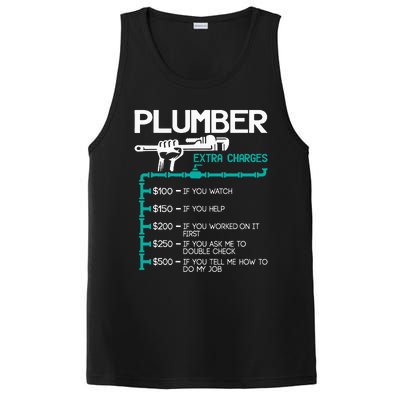 Plumber Extra Charges Funny Plumbing Handyman Pipe Fitter PosiCharge Competitor Tank