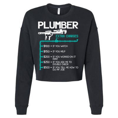 Plumber Extra Charges Funny Plumbing Handyman Pipe Fitter Cropped Pullover Crew