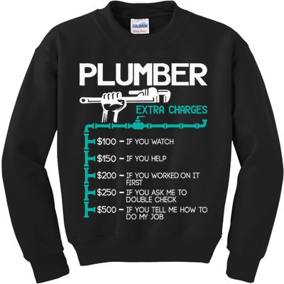 Plumber Extra Charges Funny Plumbing Handyman Pipe Fitter Kids Sweatshirt