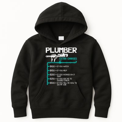 Plumber Extra Charges Funny Plumbing Handyman Pipe Fitter Kids Hoodie