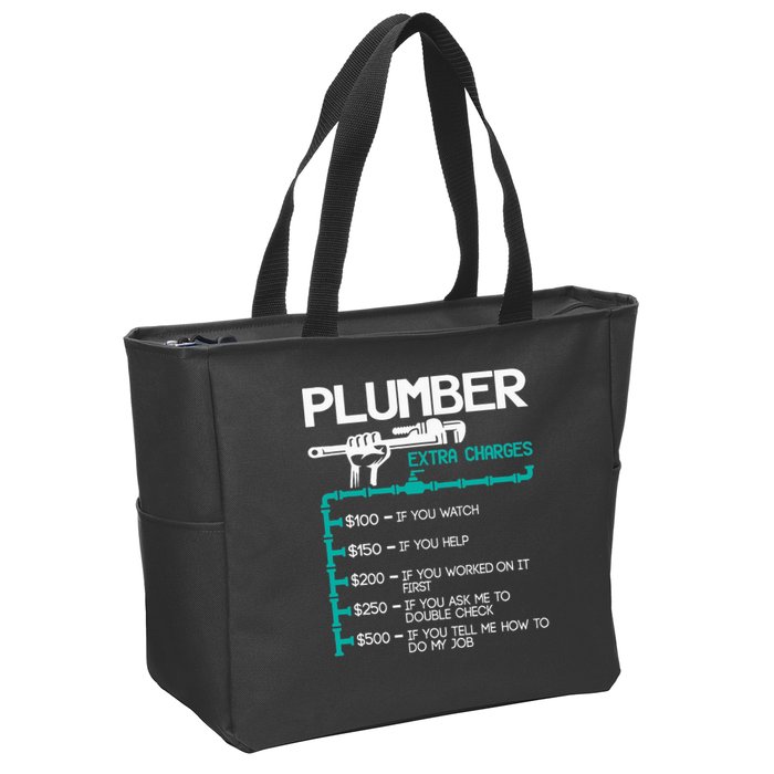 Plumber Extra Charges Funny Plumbing Handyman Pipe Fitter Zip Tote Bag