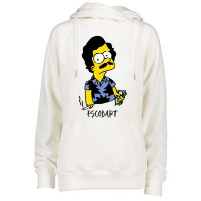 Pablo Escobar Cartoon Parody Design. Womens Funnel Neck Pullover Hood