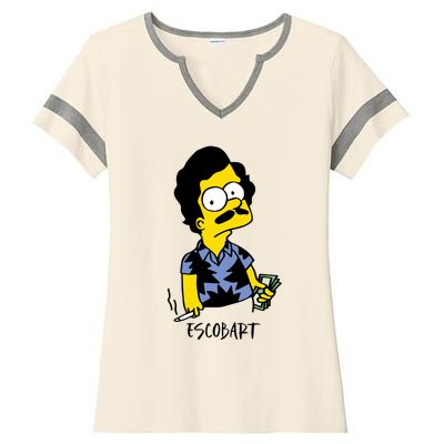 Pablo Escobar Cartoon Parody Design. Ladies Halftime Notch Neck Tee