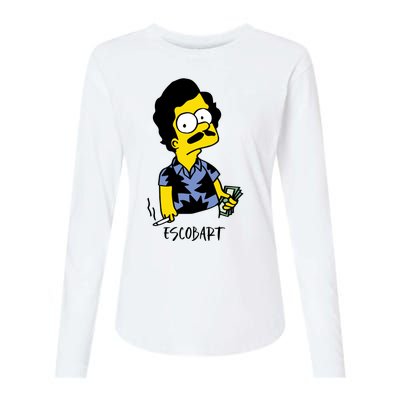 Pablo Escobar Cartoon Parody Design. Womens Cotton Relaxed Long Sleeve T-Shirt