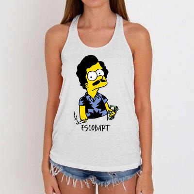 Pablo Escobar Cartoon Parody Design. Women's Knotted Racerback Tank