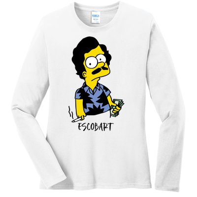 Pablo Escobar Cartoon Parody Design. Ladies Long Sleeve Shirt