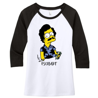 Pablo Escobar Cartoon Parody Design. Women's Tri-Blend 3/4-Sleeve Raglan Shirt