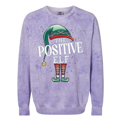 Positive Elf Christmas Group Xmas Pajama Party Gift Colorblast Crewneck Sweatshirt