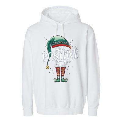 Positive Elf Christmas Group Xmas Pajama Party Gift Garment-Dyed Fleece Hoodie