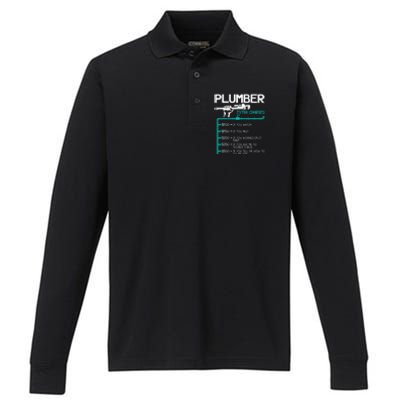 Plumber Extra Charges Funny Plumbing Handyman Pipe Fitter Performance Long Sleeve Polo