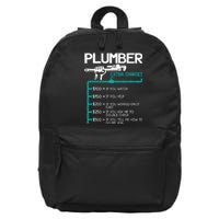 Plumber Extra Charges Funny Plumbing Handyman Pipe Fitter 16 in Basic Backpack