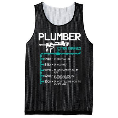 Plumber Extra Charges Funny Plumbing Handyman Pipe Fitter Mesh Reversible Basketball Jersey Tank