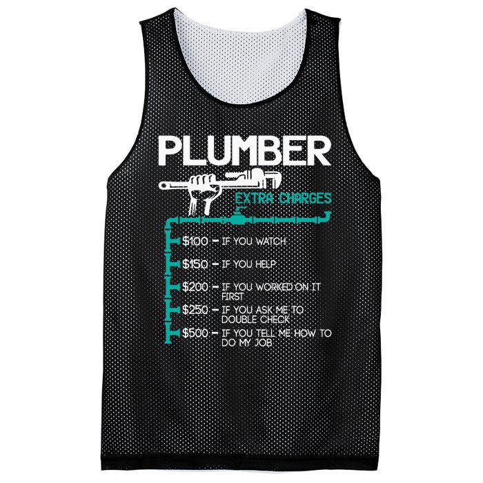 Plumber Extra Charges Funny Plumbing Handyman Pipe Fitter Mesh Reversible Basketball Jersey Tank