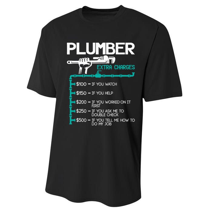 Plumber Extra Charges Funny Plumbing Handyman Pipe Fitter Performance Sprint T-Shirt