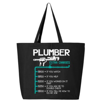 Plumber Extra Charges Funny Plumbing Handyman Pipe Fitter 25L Jumbo Tote