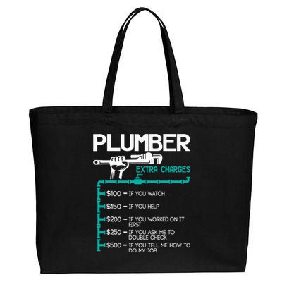 Plumber Extra Charges Funny Plumbing Handyman Pipe Fitter Cotton Canvas Jumbo Tote