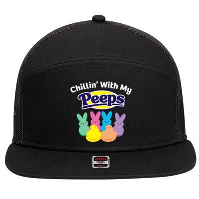 Peeps Easter Chillin With My Peeps Gift 7 Panel Mesh Trucker Snapback Hat