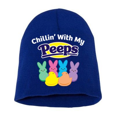 Peeps Easter Chillin With My Peeps Gift Short Acrylic Beanie