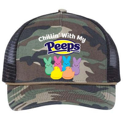 Peeps Easter Chillin With My Peeps Gift Retro Rope Trucker Hat Cap