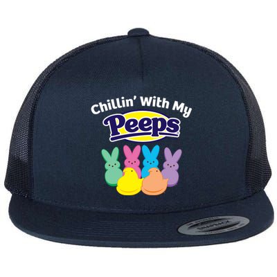 Peeps Easter Chillin With My Peeps Gift Flat Bill Trucker Hat